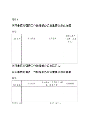 南阳市招商引资工作指挥部办公室重要信息交办函.docx