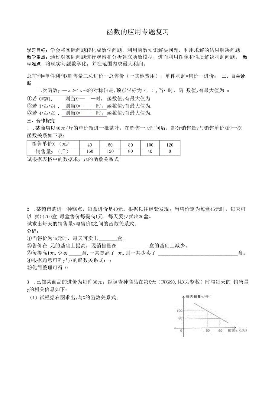 函数的应用——利润问题专题复习.docx_第1页