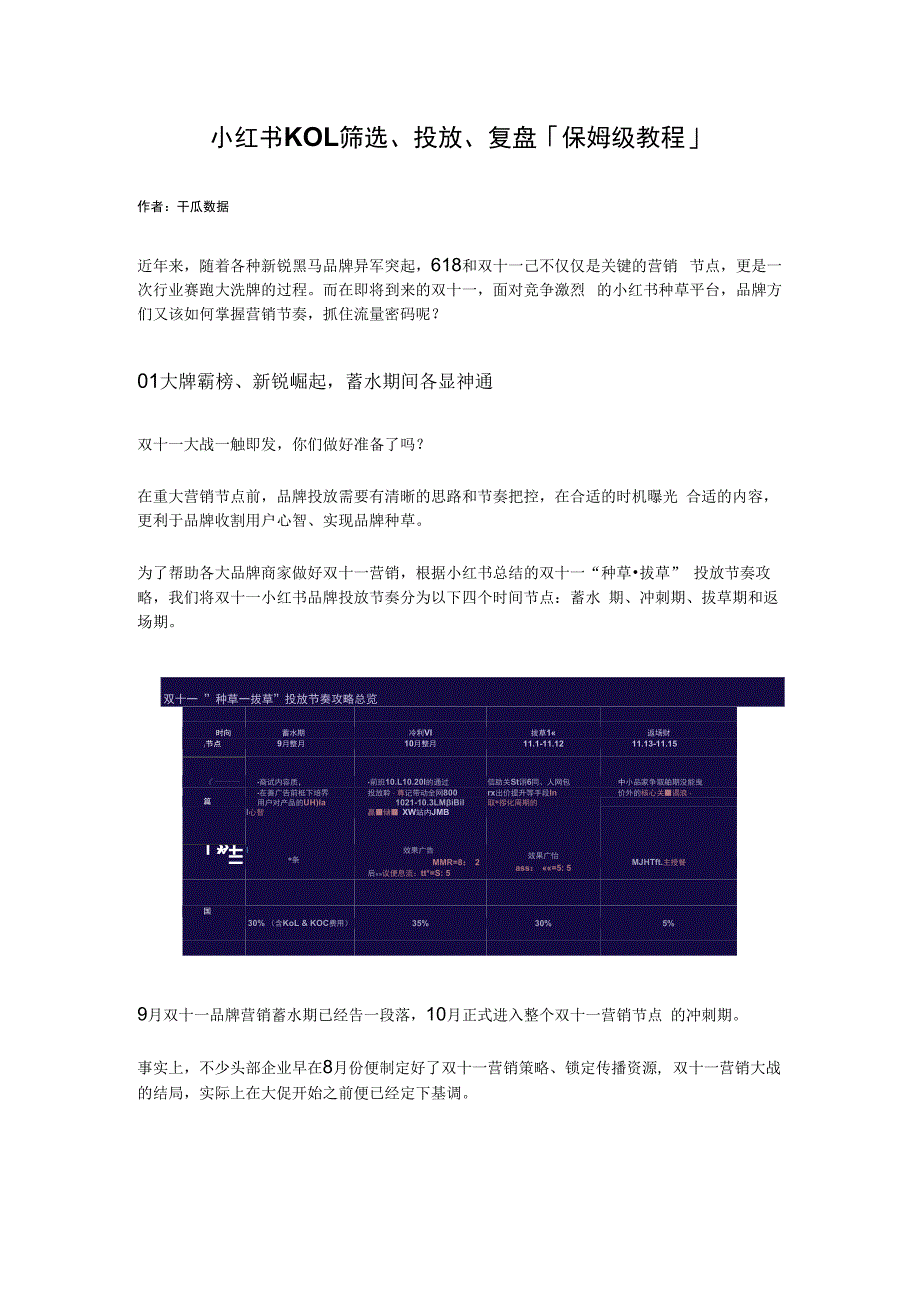 双十一品牌投放攻略：小红书品牌投放节奏攻略.docx_第1页