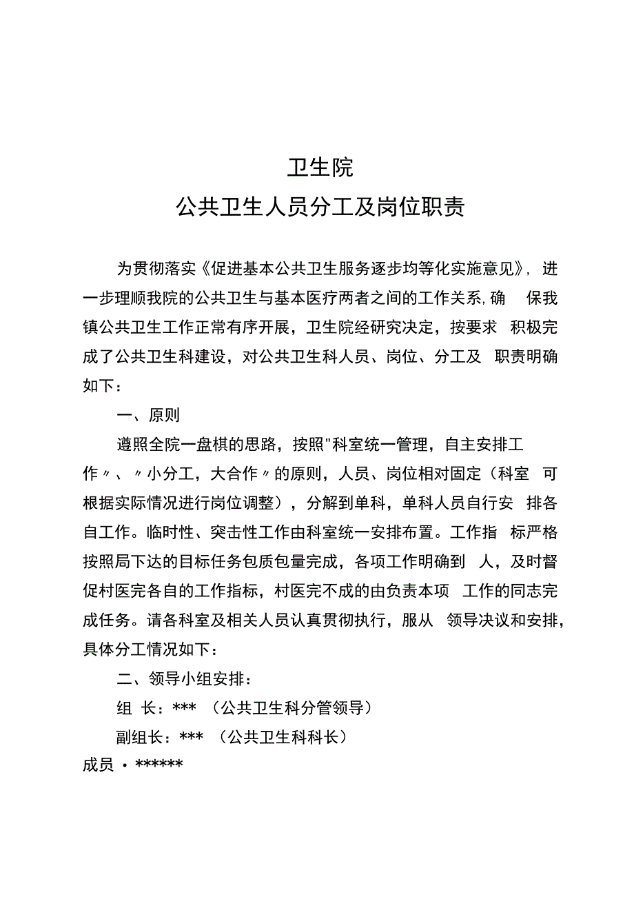 卫生院公共卫生人员分工及岗位职责.docx_第1页