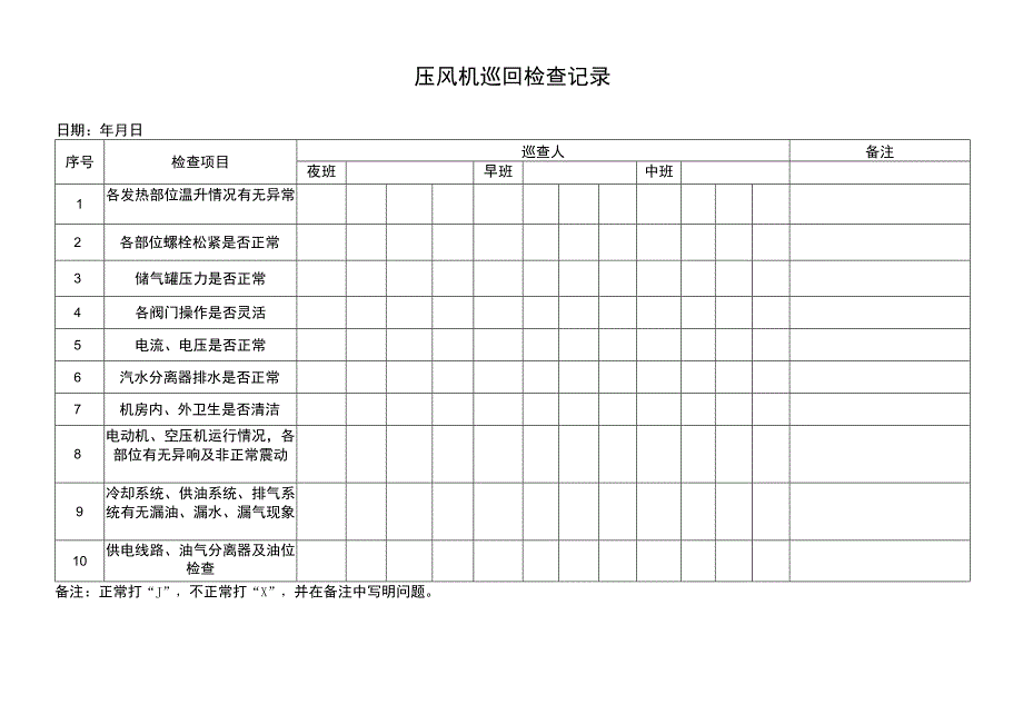 压风机巡回检查记录簿.docx_第2页