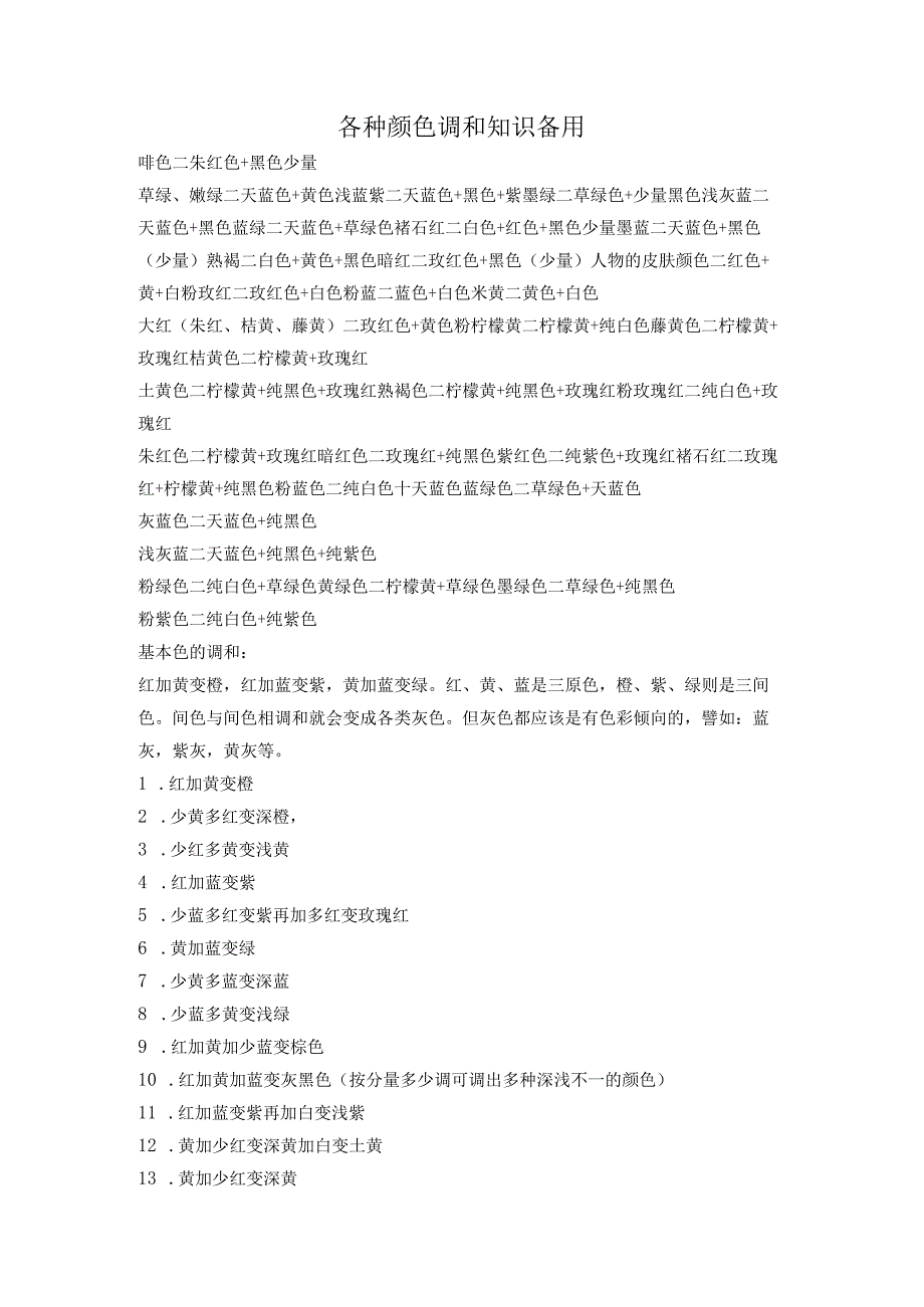 各种颜色调和知识备用.docx_第1页
