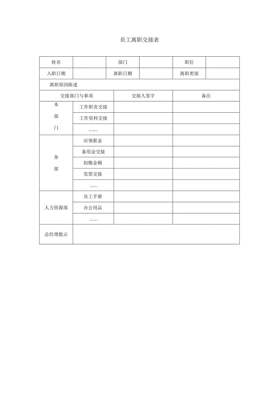 员工离职交接表模板.docx_第1页