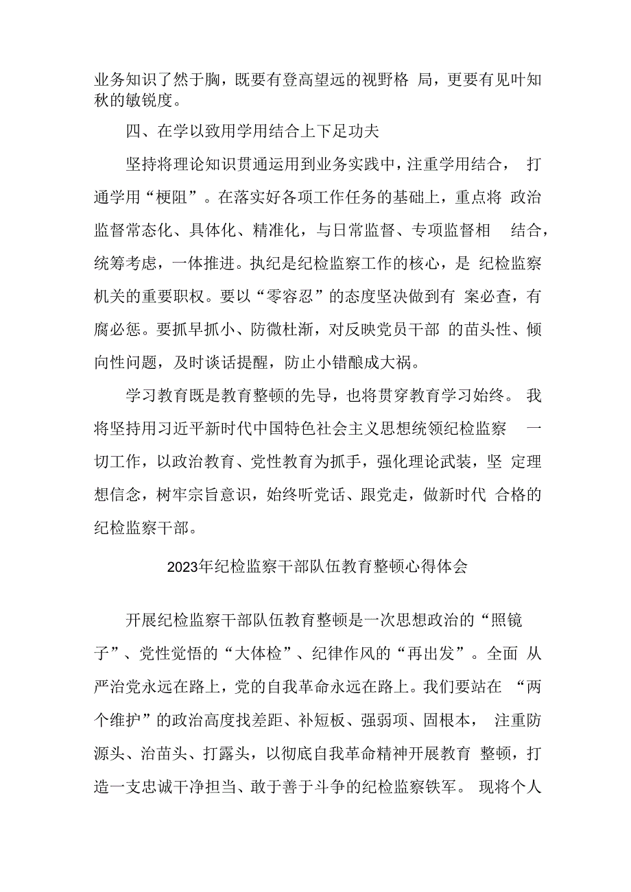 国企单位2023年纪检监察干部队伍教育整顿心得体会 汇编4份.docx_第2页