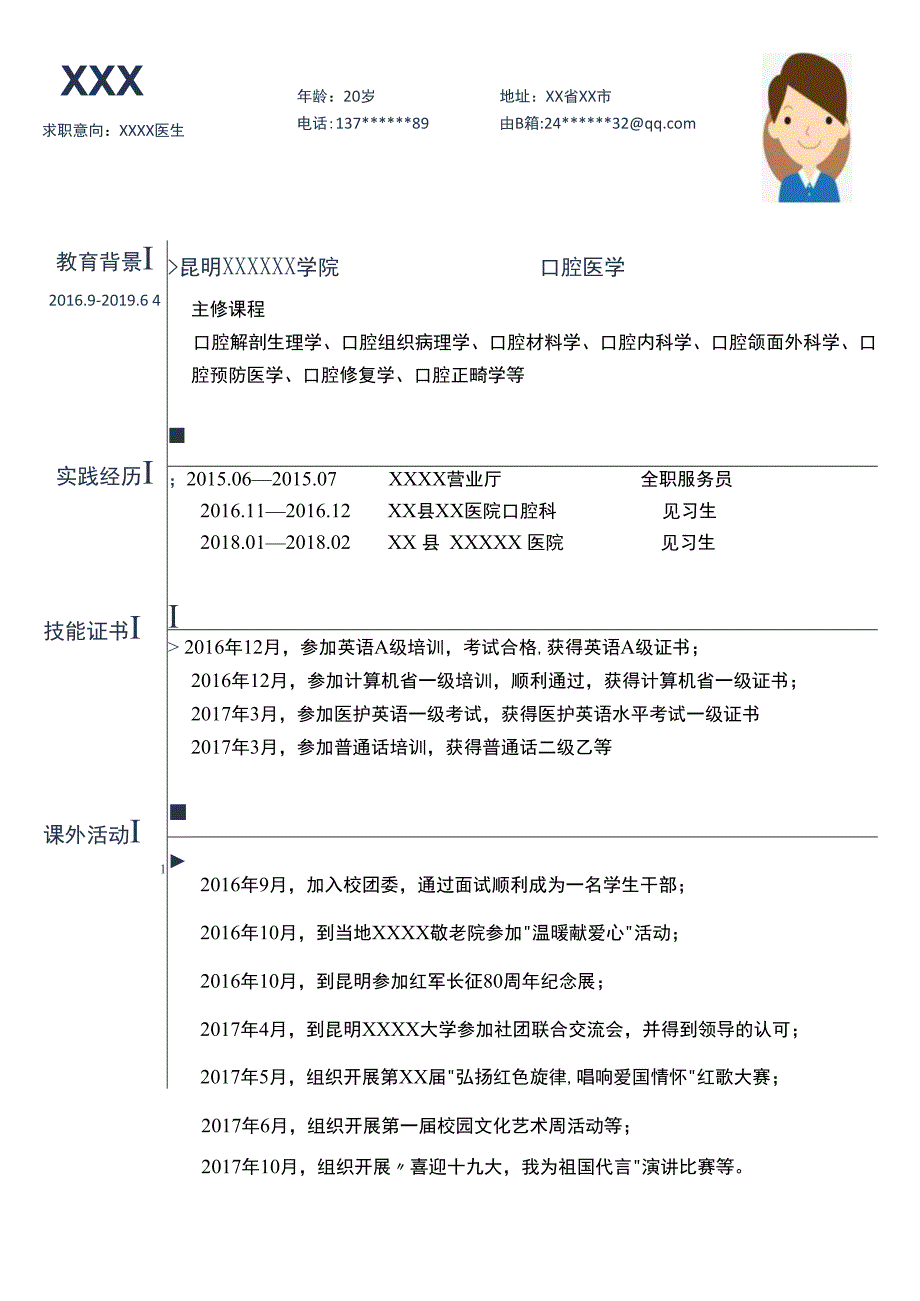 口腔牙齿医生简历求职.docx_第2页