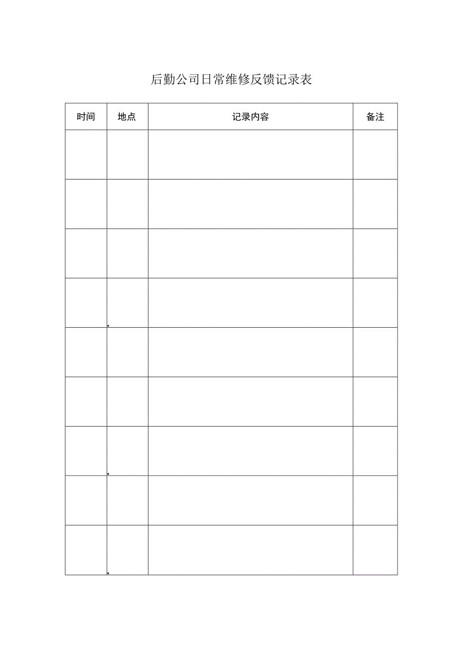 后勤公司日常维修反馈记录表.docx_第1页