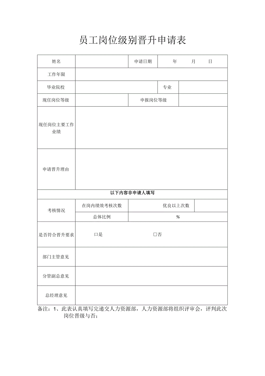 员工岗位级别晋升申请表.docx_第1页