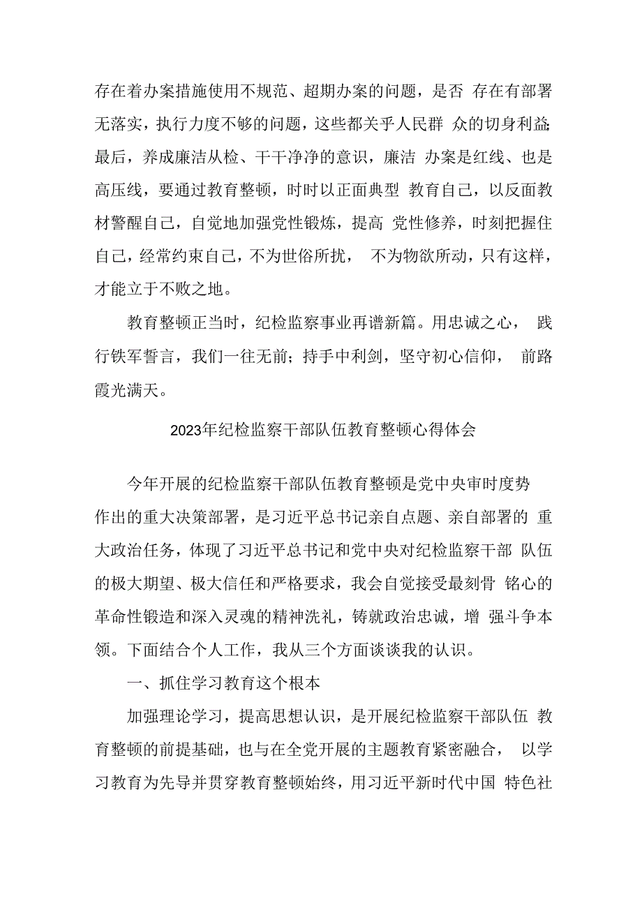 国企单位2023年纪检监察干部队伍教育整顿心得体会 合计4份.docx_第3页