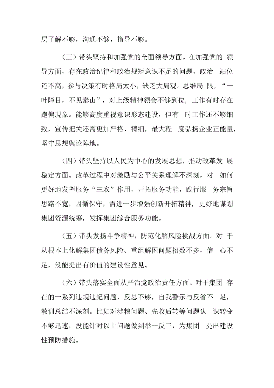 国企领导2023年民主生活会发言提纲.docx_第2页