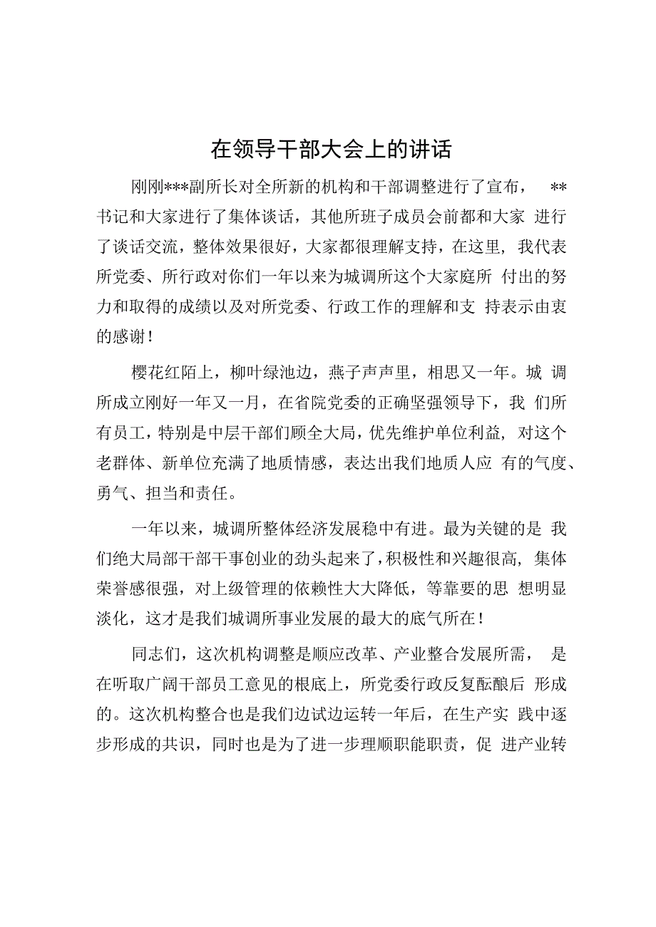 在领导干部大会上的讲话.docx_第1页