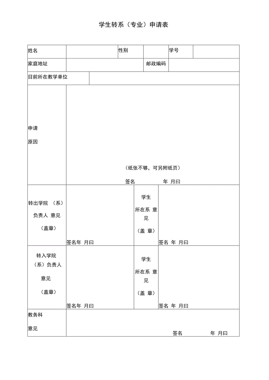 学生转系专业申请表.docx_第1页