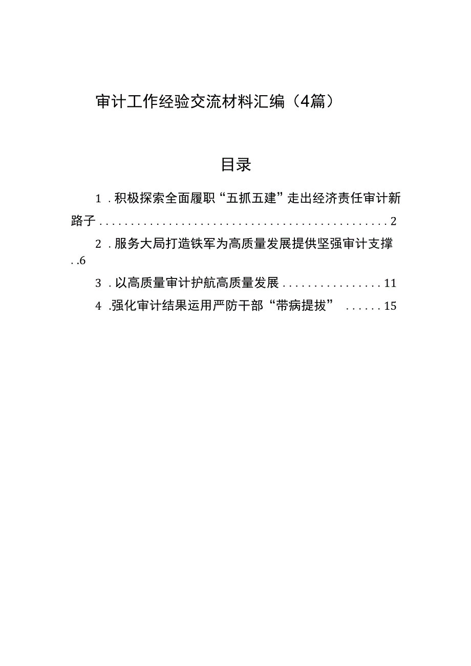 审计工作经验交流材料汇编（4篇）.docx_第1页