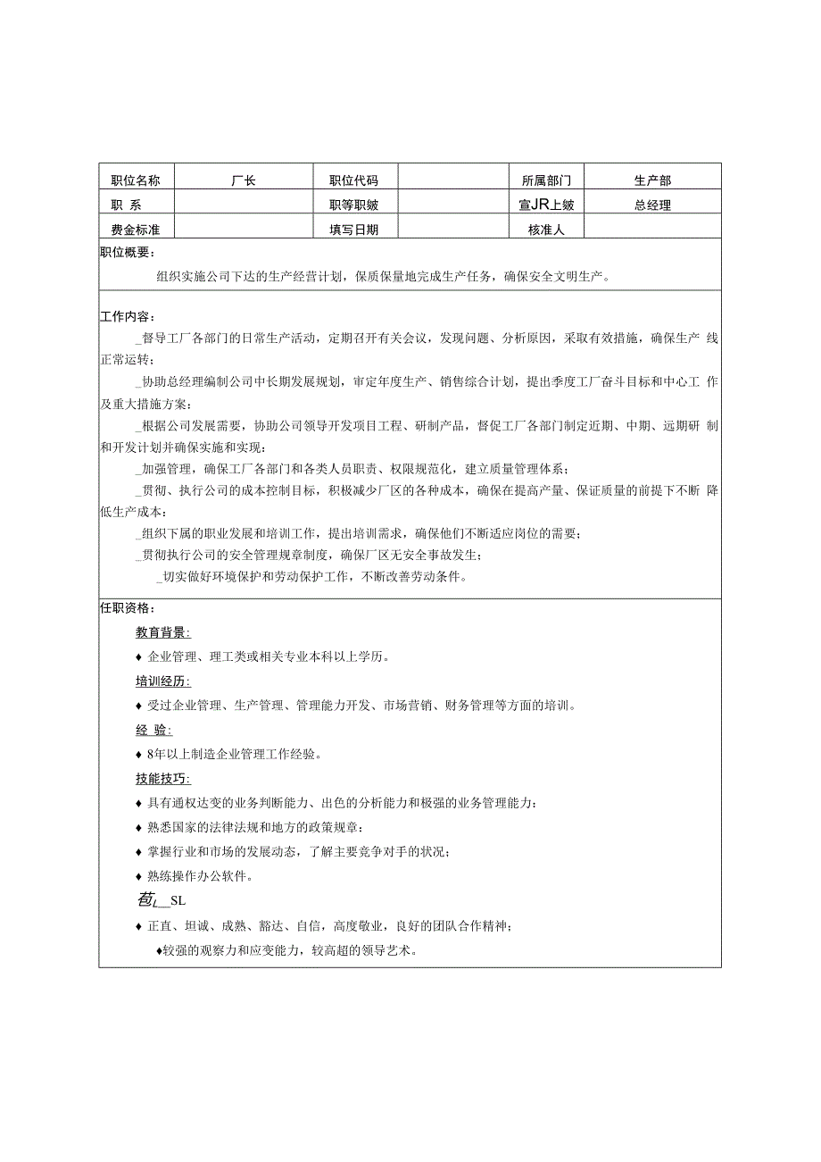 工厂厂长以及车间主任职能说明书.docx_第2页