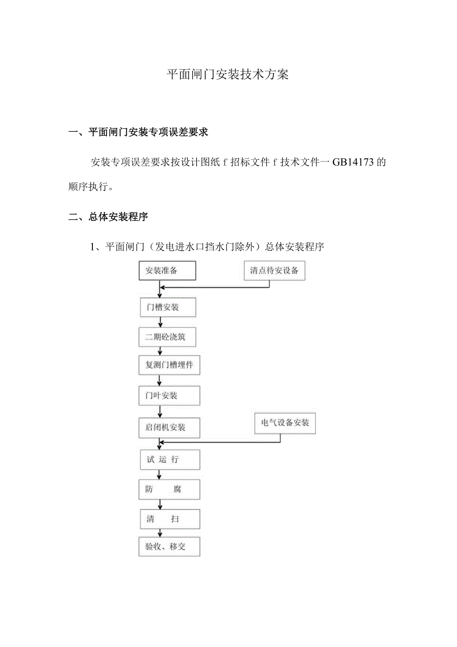 平面闸门安装技术方案.docx_第1页