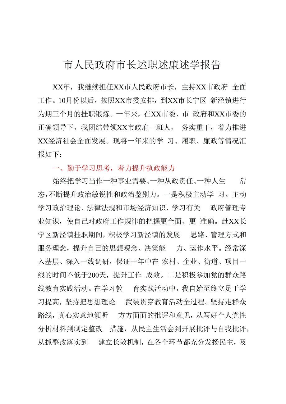 市人民政府市长述职述廉述学报告.docx_第1页