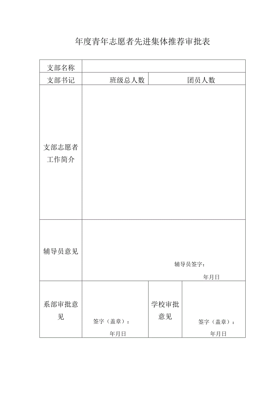 年度青年志愿者先进集体推荐审批表.docx_第1页