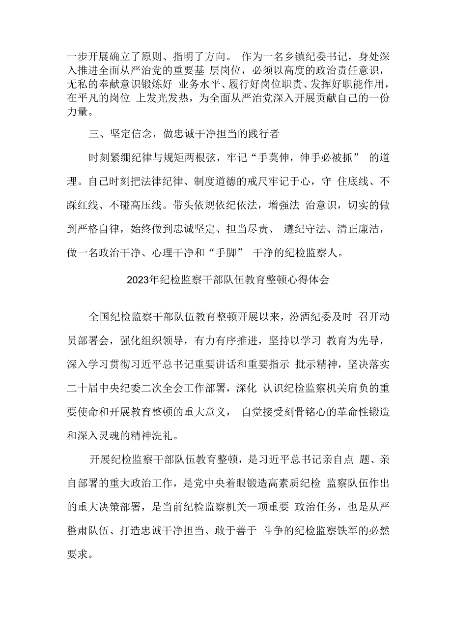 市区街道社区2023年纪检监察干部队伍教育整顿个人心得体会 汇编4份.docx_第2页