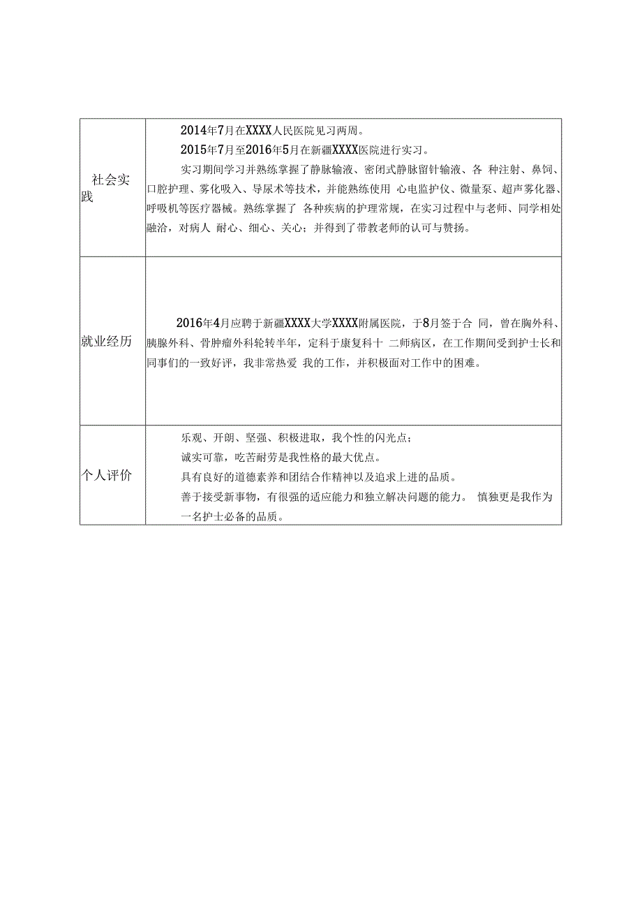 带封面自荐信医护岗位求职简历模板.docx_第3页