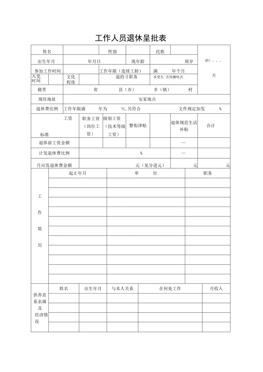 工作人员退休呈批表(新).docx_第1页