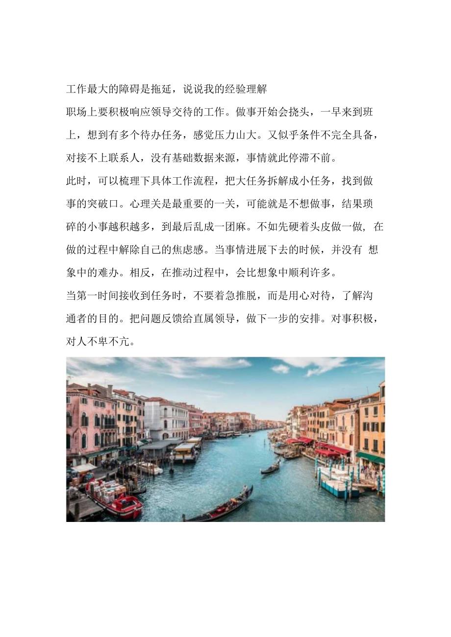 工作最大的障碍是拖延说说我的经验理解.docx_第1页