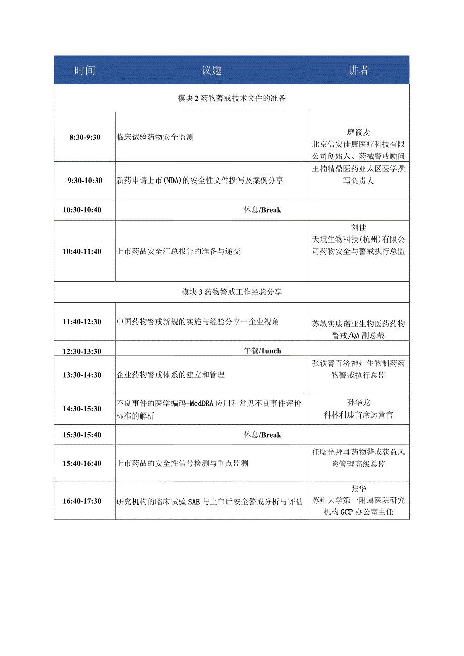 药物警戒质量管理规范及ICHE2相关指导原则研讨会初步日程.docx_第2页