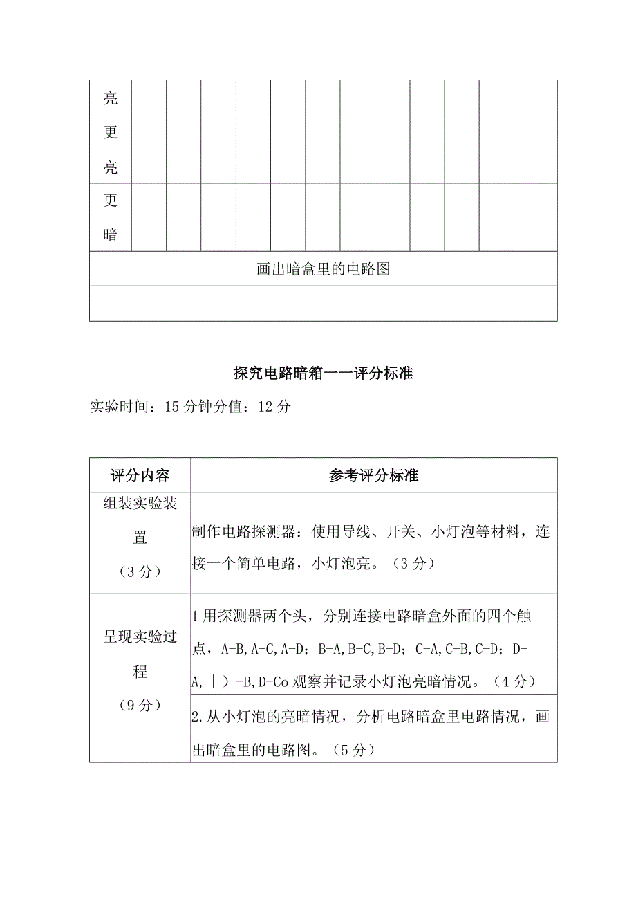 苏教版小学科学实验操作题：探究电路暗箱（附评分标准）.docx_第2页