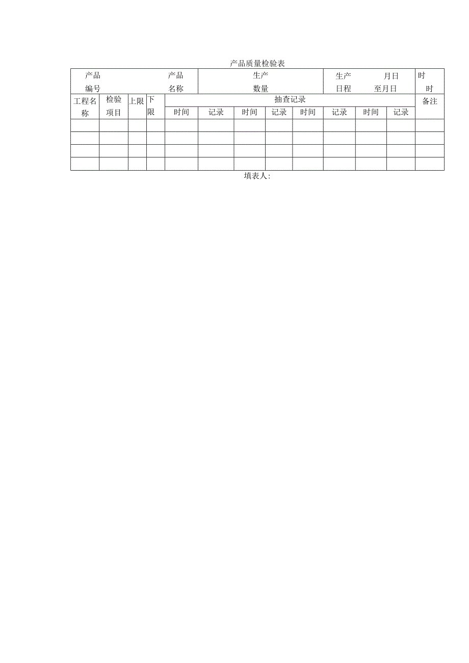 质量管理模板产品质量检验表.docx_第1页