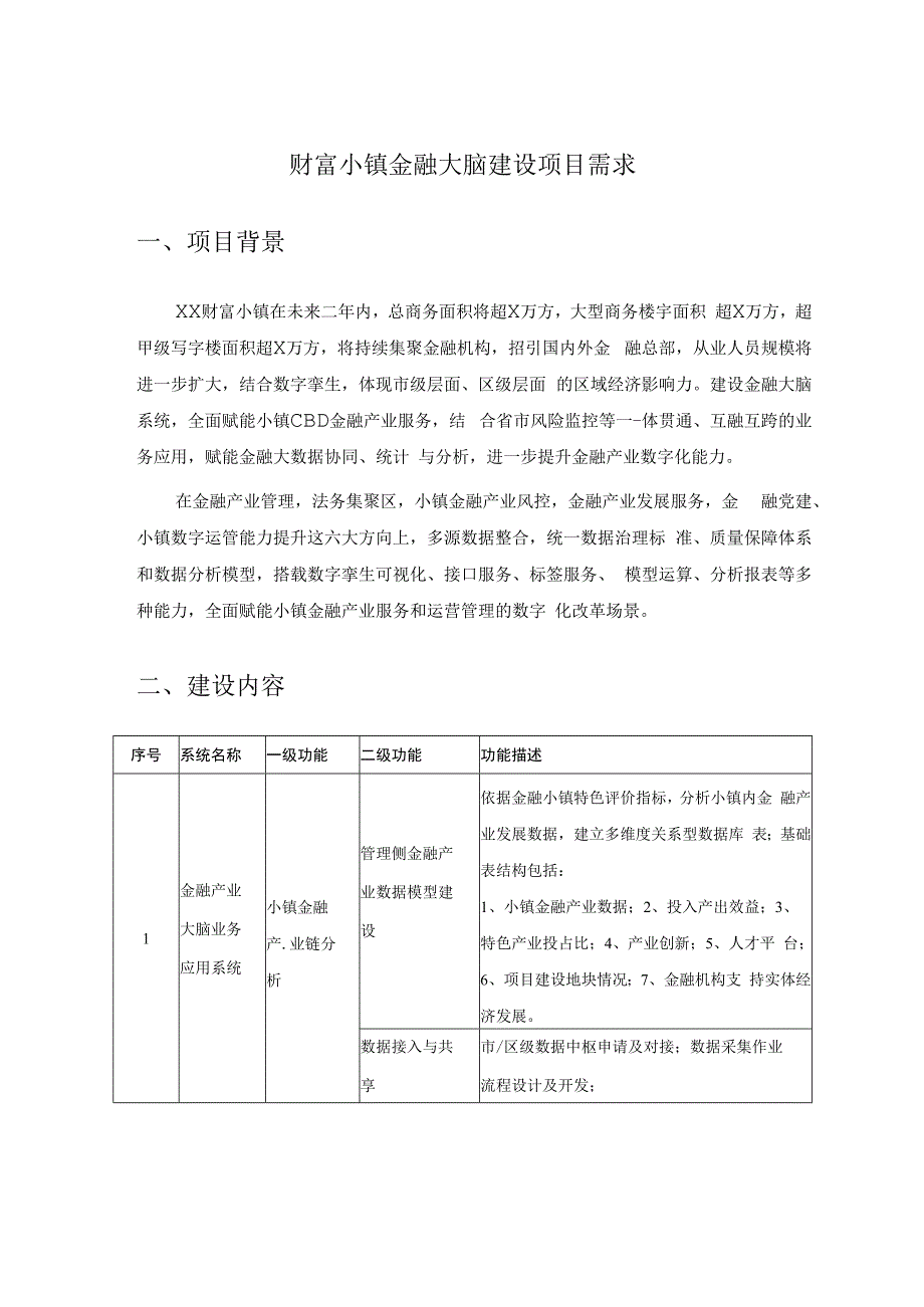 财富小镇金融大脑建设项目需求.docx_第1页