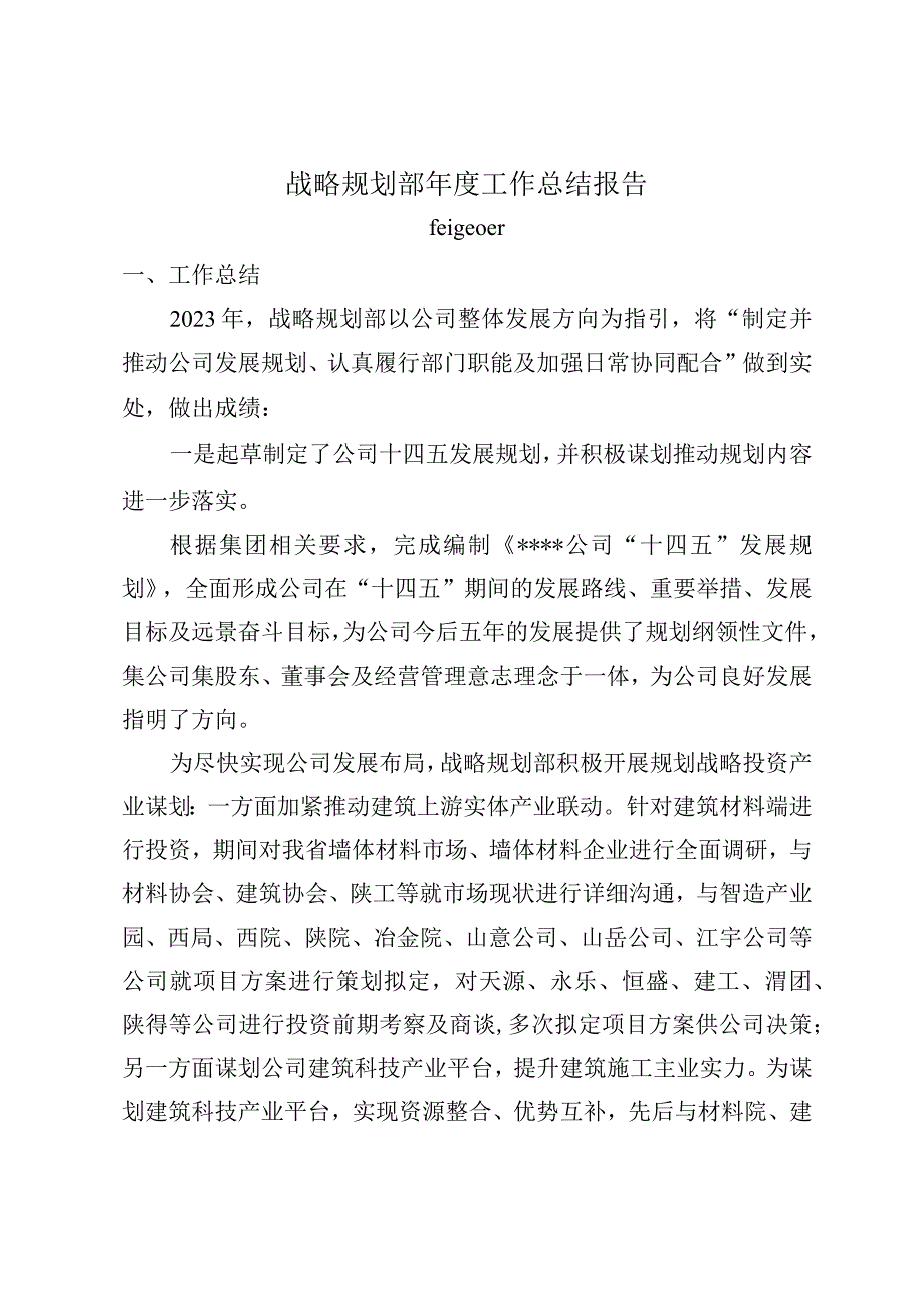 规划部年度全面工作总结报告.docx_第1页