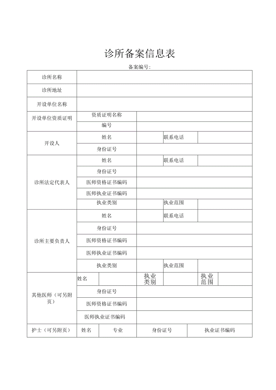 诊所备案信息表.docx_第1页