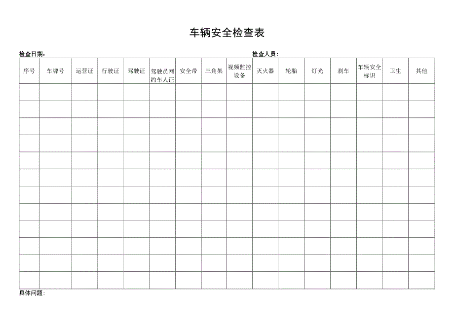 车辆安全检查记录表模板.docx_第1页