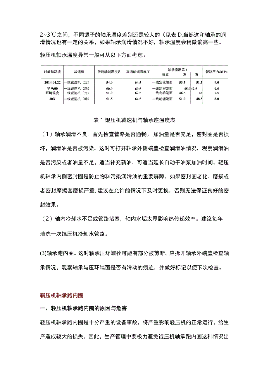 轴承润滑不良温高温差大……辊压机常见机械故障及处理.docx_第2页