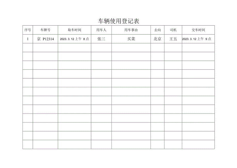 车辆使用登记表(1).docx_第1页