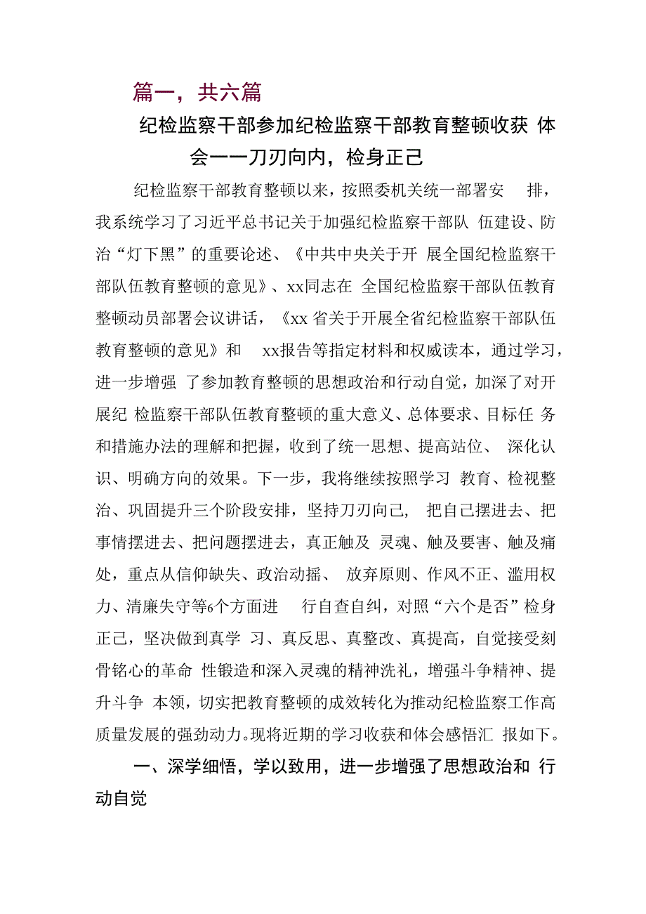 开展2023年纪检监察干部队伍教育整顿发言材料.docx_第1页