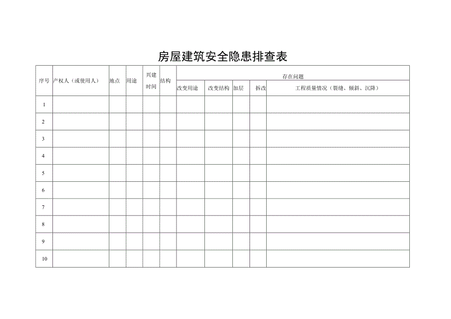 房屋建筑安全隐患排查表.docx_第1页