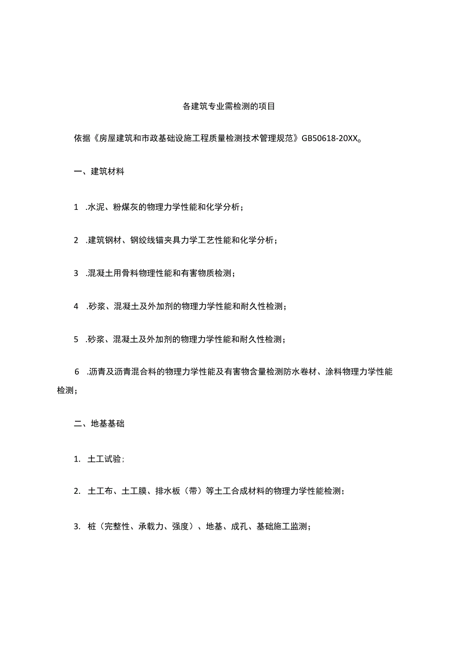 建筑各专业检测参数.docx_第1页