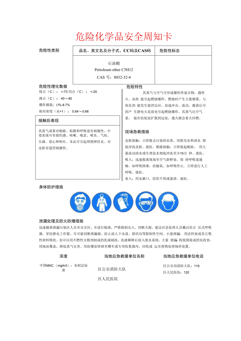 石油醚安全周知卡.docx_第1页