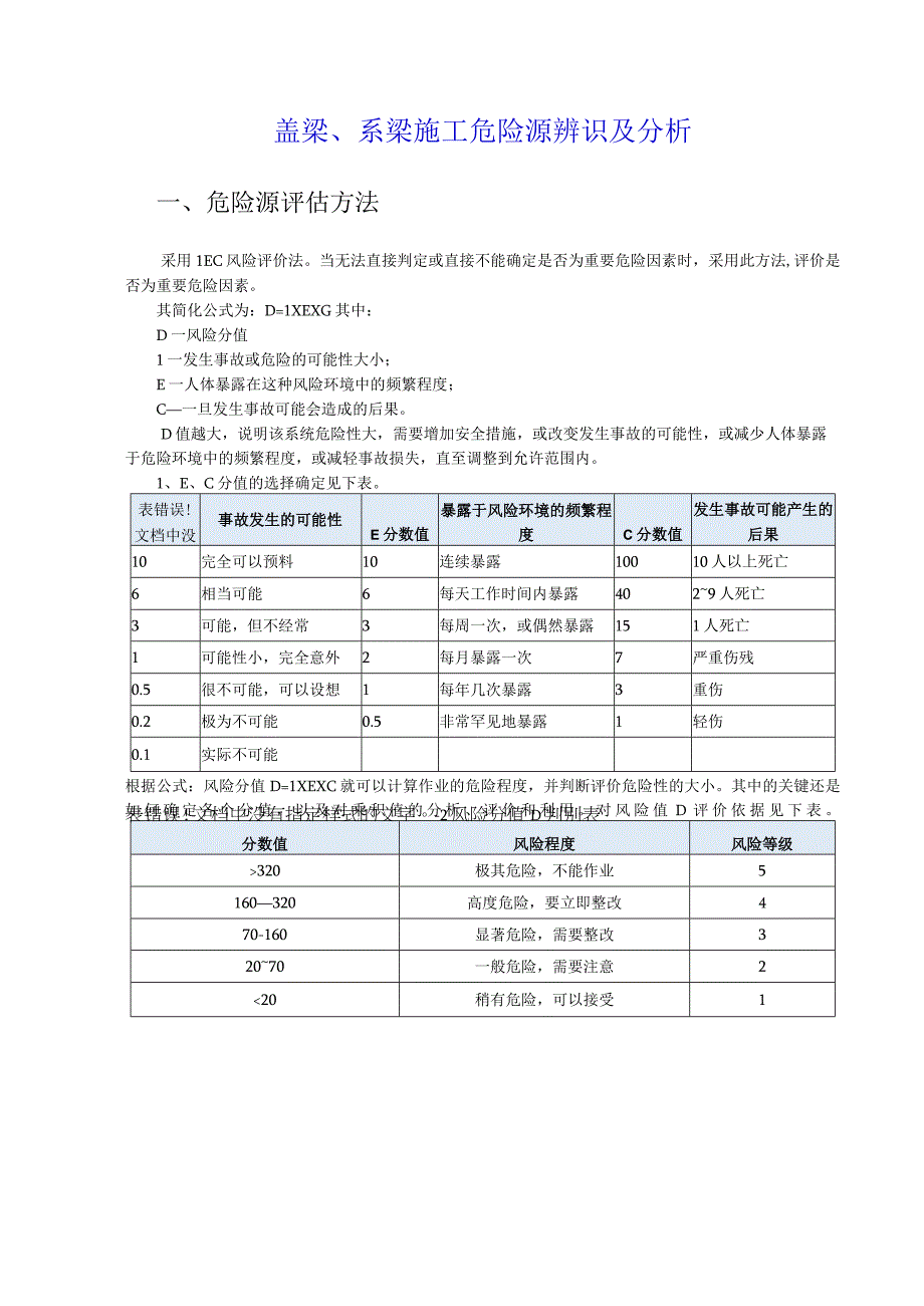 盖梁系梁施工危险源辨识及分析.docx_第1页