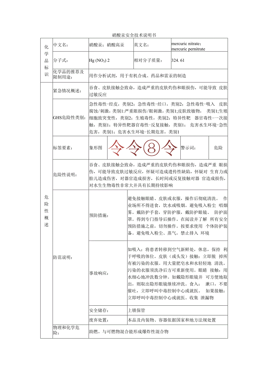 硝酸汞的安全技术说明书.docx_第1页