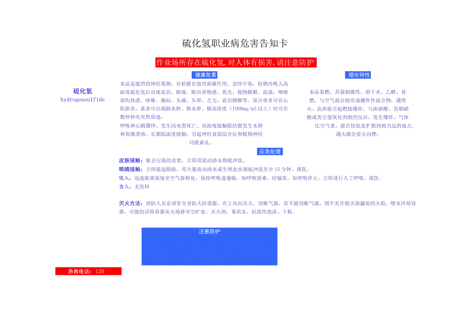 硫化氢安全周知卡职业危害告知卡理化特性表.docx_第2页