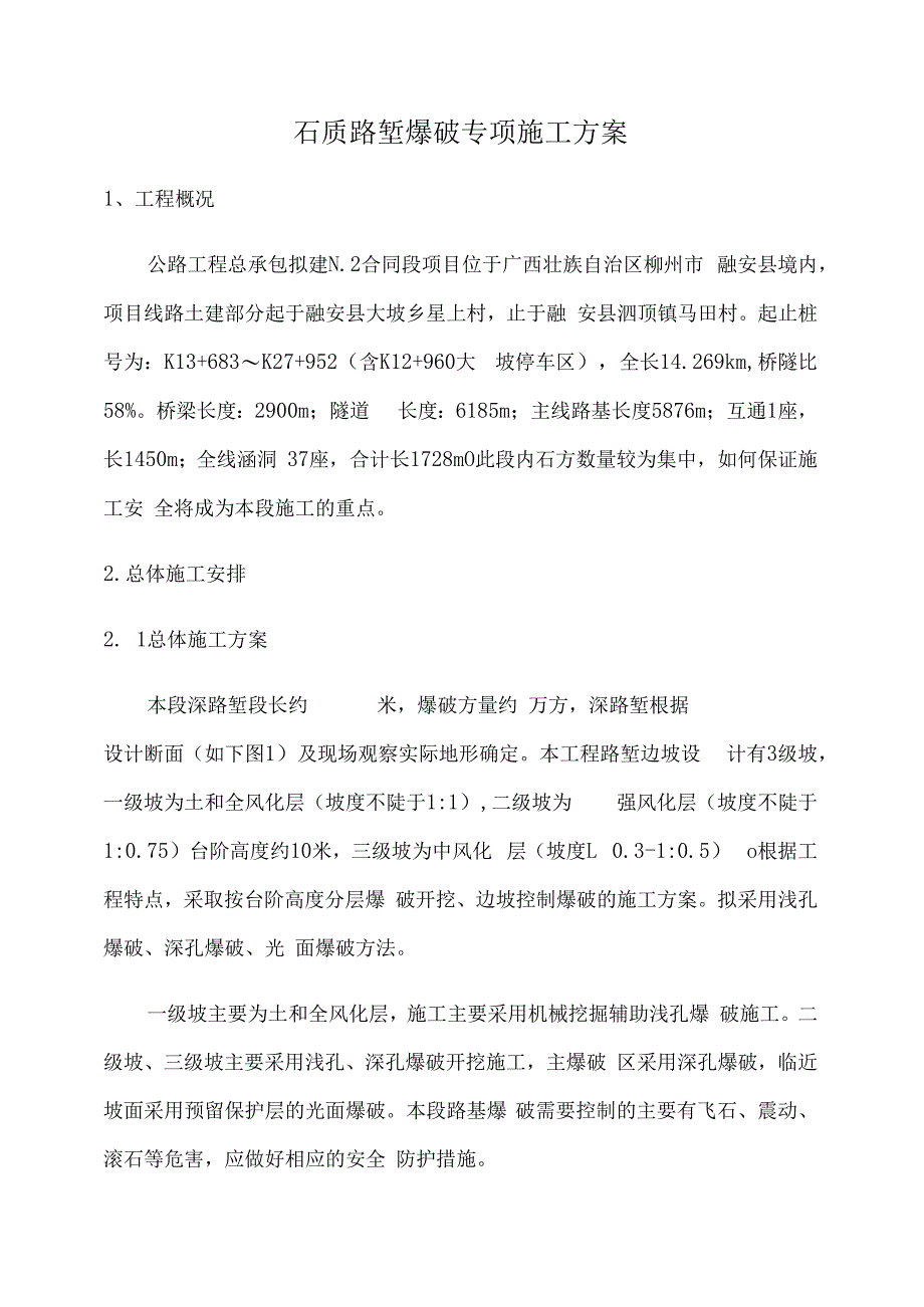 石质路堑爆破专项施工方案.docx_第1页