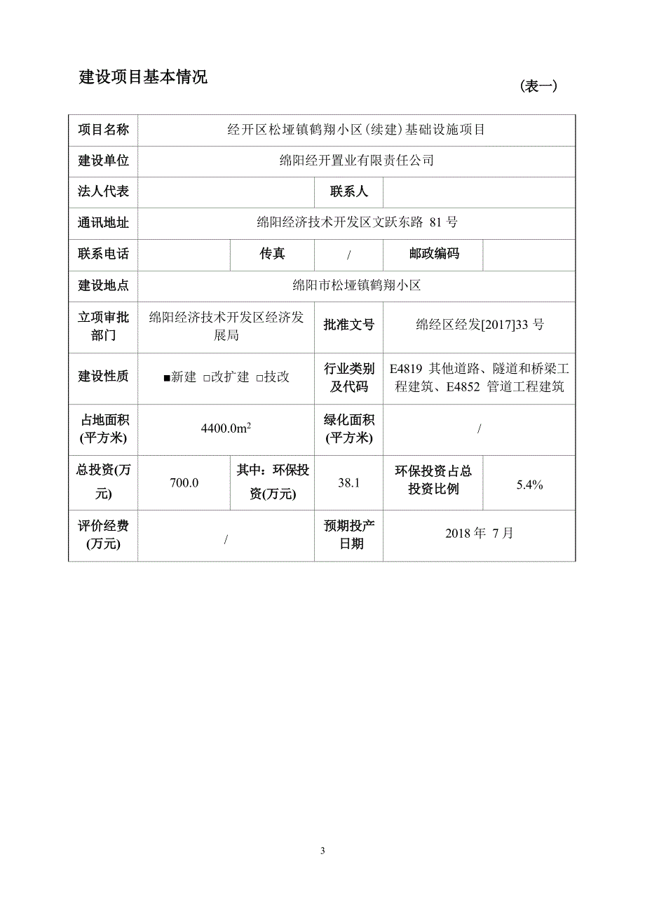 绵阳经开置业有限责任公司经开区松垭镇鹤翔小区（续建）基础设施项目环境影响报告.docx_第3页