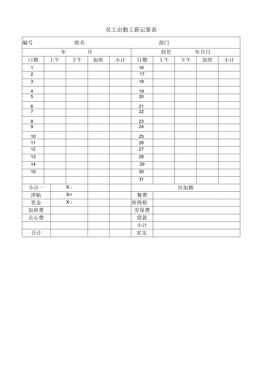 精品word版公司行政管理常用表格汇总（人事类）.docx_第2页