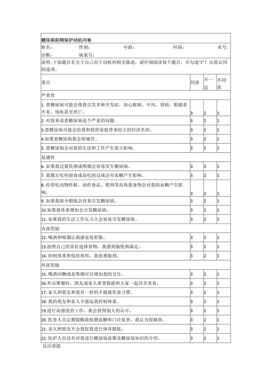 糖尿病前期保护动机问卷.docx_第1页