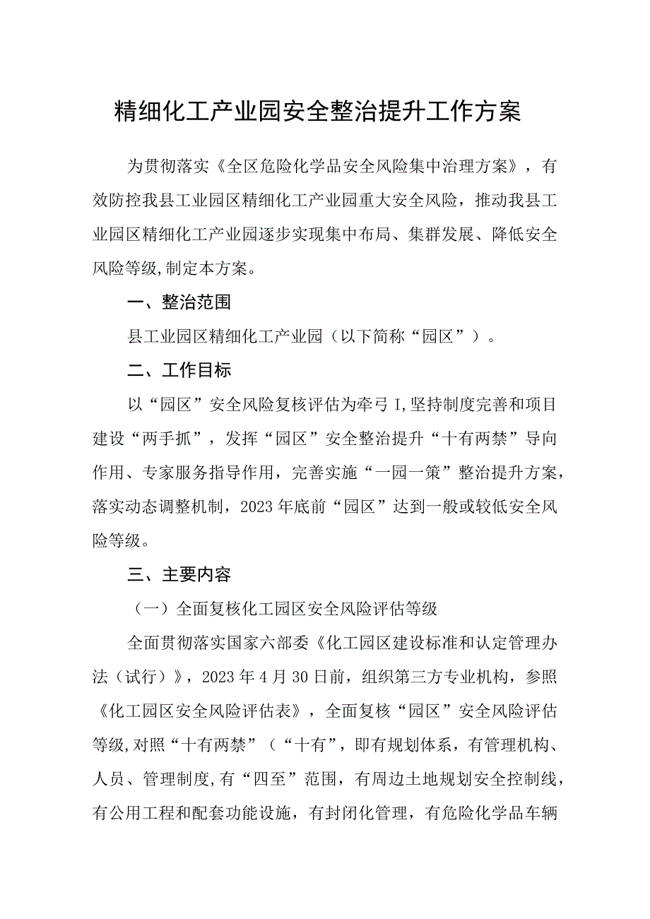 精细化工产业园安全整治提升工作方案.docx_第1页