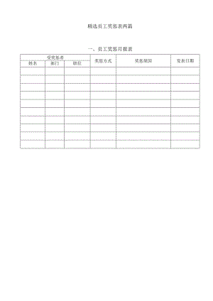 精选员工奖惩表两篇.docx