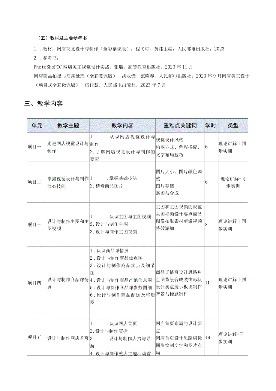 网店视觉设计与制作（全彩慕课版）教学大纲课程标准.docx_第2页