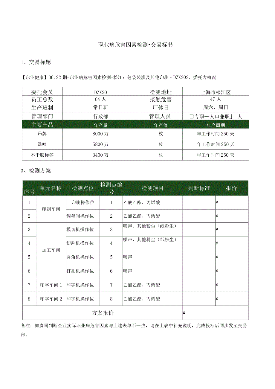 职业病危害因素检测交易标书.docx_第1页