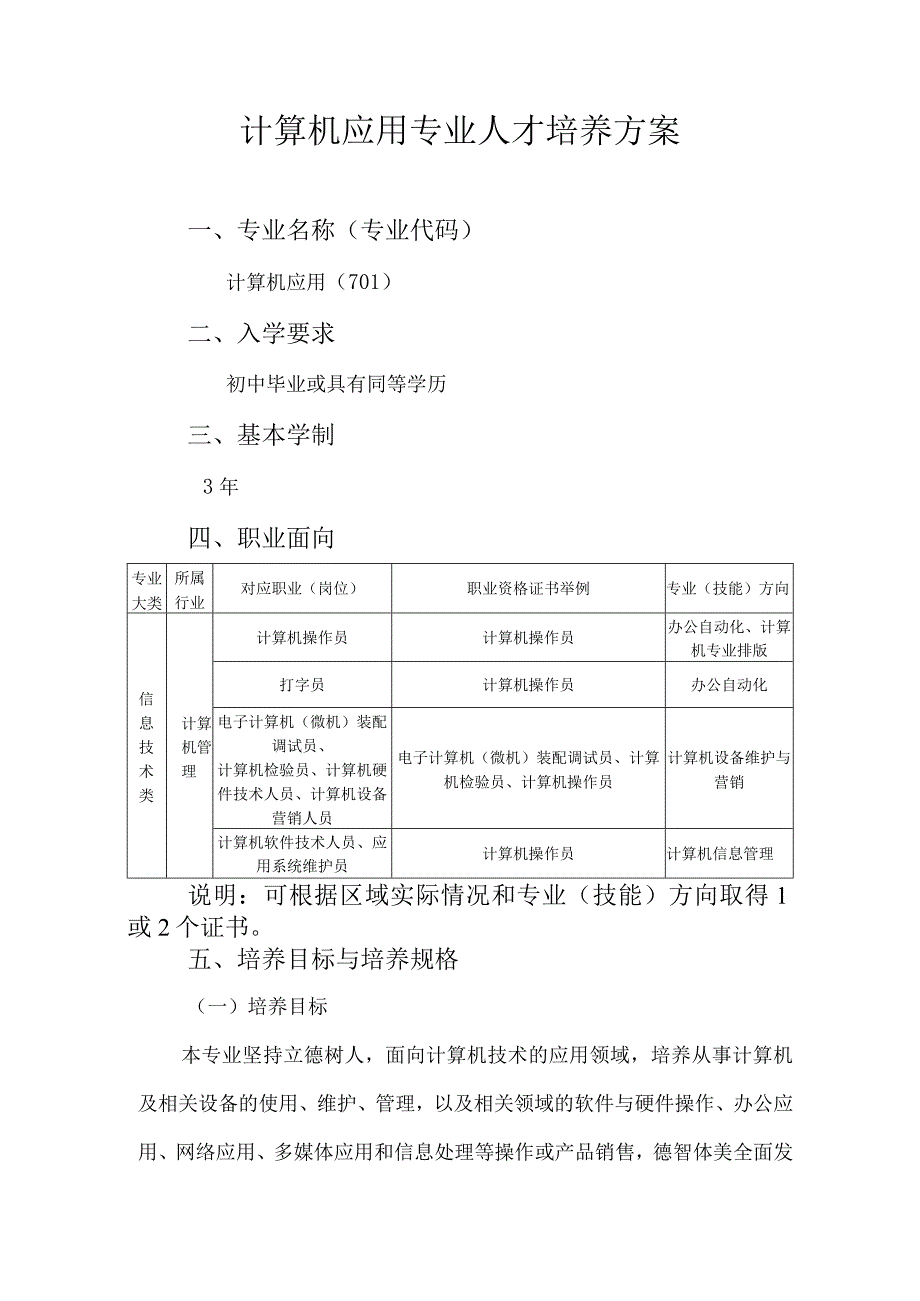 计算机应用专业人才培养方案.docx_第1页