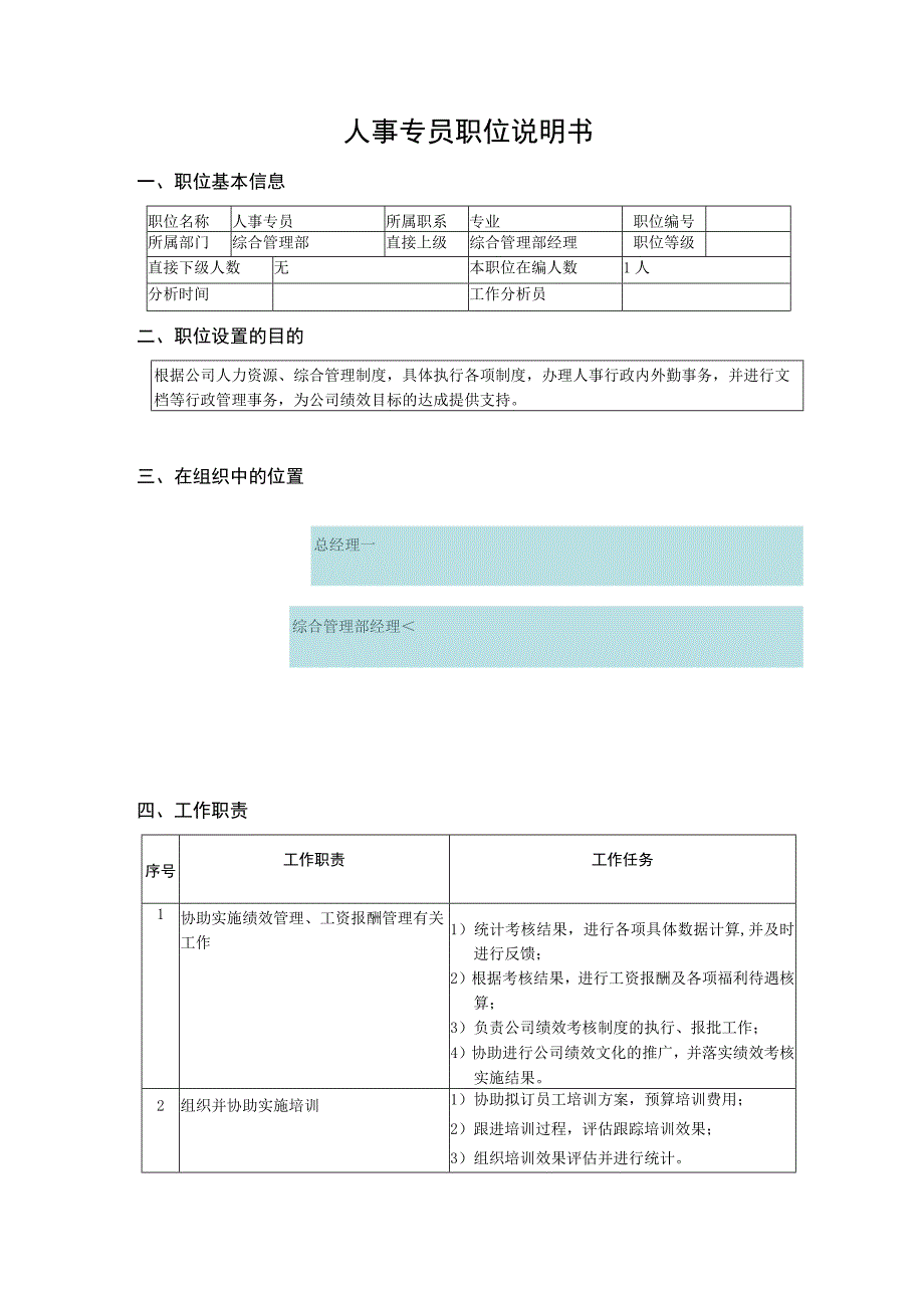 融资性担保公司综合管理部职位说明书.docx_第2页